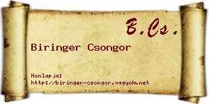 Biringer Csongor névjegykártya